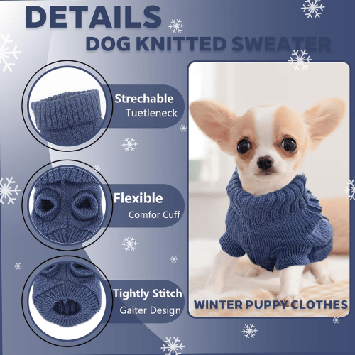 Modern "Urban Knit" Dog Turtleneck – Thick Winter Pullover Sweater