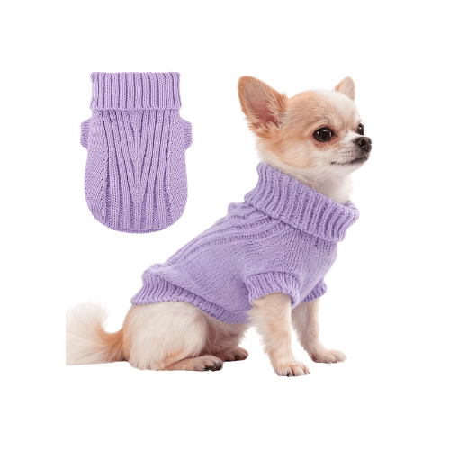 Modern "Urban Knit" Dog Turtleneck – Thick Winter Pullover Sweater