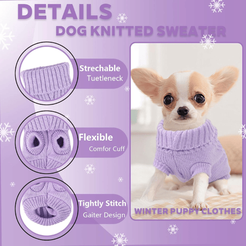 Modern "Urban Knit" Dog Turtleneck – Thick Winter Pullover Sweater