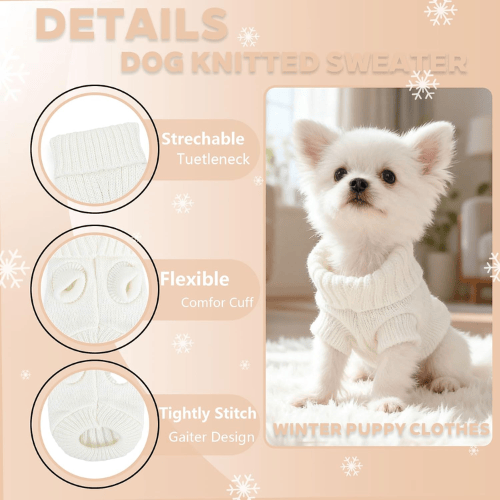 Modern "Urban Knit" Dog Turtleneck – Thick Winter Pullover Sweater
