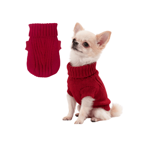 Modern "Urban Knit" Dog Turtleneck – Thick Winter Pullover Sweater