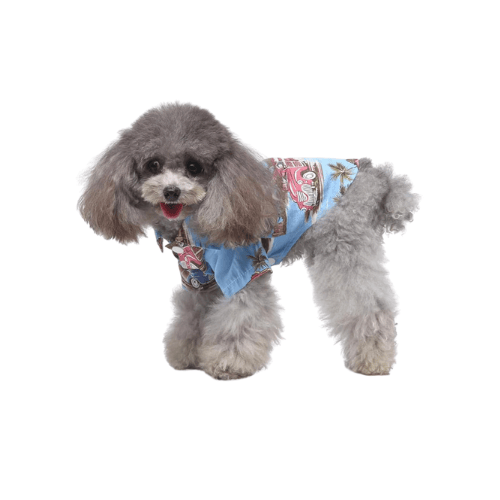 Modern "Island Breeze" Hawaiian Dog Shirt – Colorful Coconut Tree Summer Camp Clothes