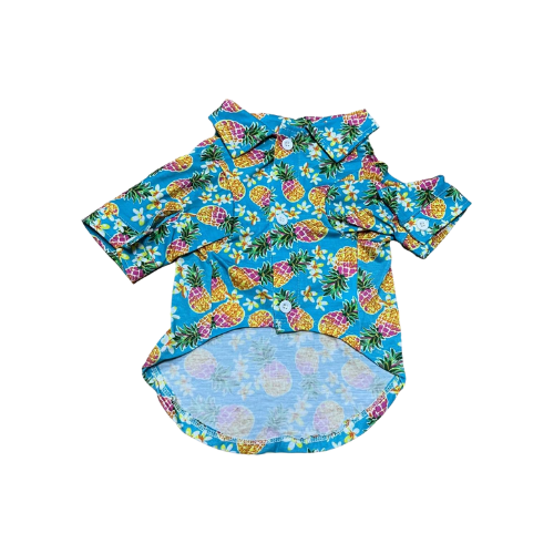 Modern "Island Breeze" Hawaiian Dog Shirt – Colorful Coconut Tree Summer Camp Clothes