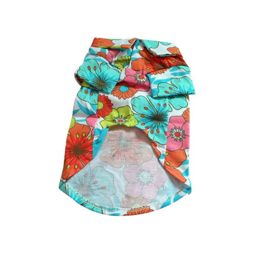 Modern "Island Breeze" Hawaiian Dog Shirt – Colorful Coconut Tree Summer Camp Clothes