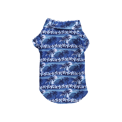 Modern "Island Breeze" Hawaiian Dog Shirt – Colorful Coconut Tree Summer Camp Clothes