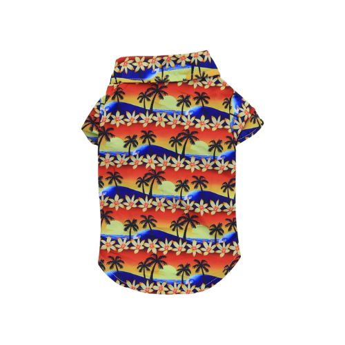 Modern "Island Breeze" Hawaiian Dog Shirt – Colorful Coconut Tree Summer Camp Clothes