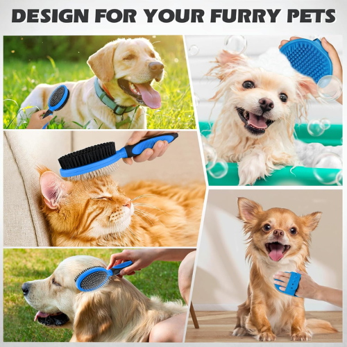 Modern "Glow-Coat" 2-Piece Grooming Set – Double-Sided Deshedding Brush