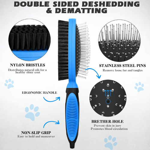 Modern "Glow-Coat" 2-Piece Grooming Set – Double-Sided Deshedding Brush