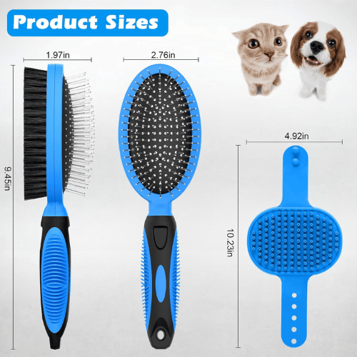 Modern "Glow-Coat" 2-Piece Grooming Set – Double-Sided Deshedding Brush