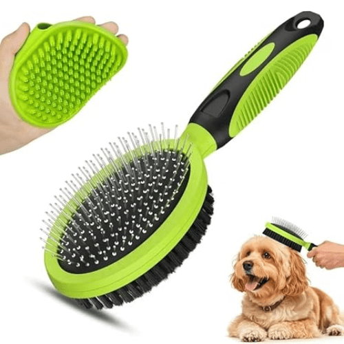 Modern "Glow-Coat" 2-Piece Grooming Set – Double-Sided Deshedding Brush