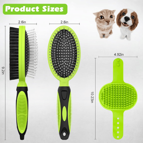 Modern "Glow-Coat" 2-Piece Grooming Set – Double-Sided Deshedding Brush