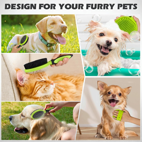 Modern "Glow-Coat" 2-Piece Grooming Set – Double-Sided Deshedding Brush