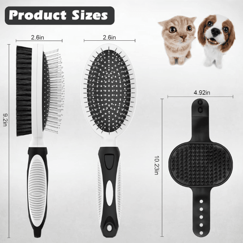 Modern "Glow-Coat" 2-Piece Grooming Set – Double-Sided Deshedding Brush