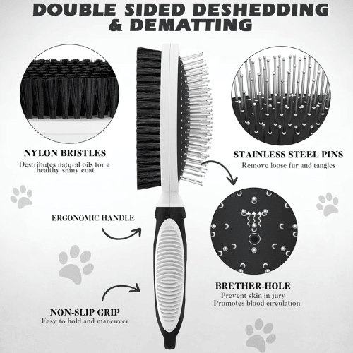 Modern "Glow-Coat" 2-Piece Grooming Set – Double-Sided Deshedding Brush
