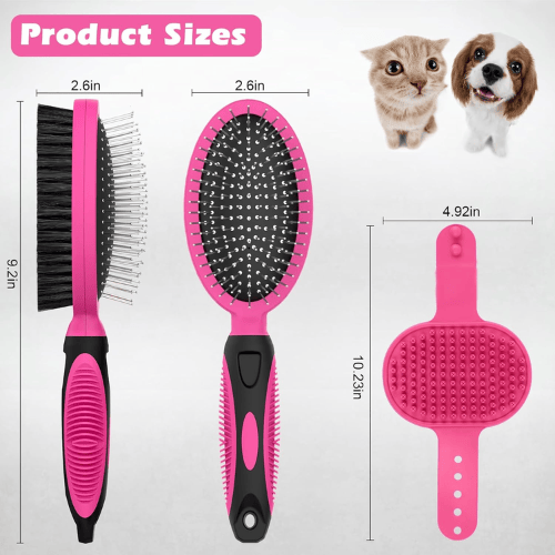 Modern "Glow-Coat" 2-Piece Grooming Set – Double-Sided Deshedding Brush