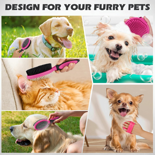 Modern "Glow-Coat" 2-Piece Grooming Set – Double-Sided Deshedding Brush