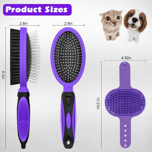 Modern "Glow-Coat" 2-Piece Grooming Set – Double-Sided Deshedding Brush