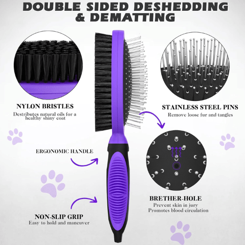 Modern "Glow-Coat" 2-Piece Grooming Set – Double-Sided Deshedding Brush