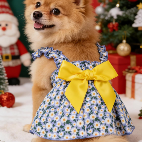 Modern "Daisy Princess" Pet Dress – Floral Halter Summer Skirt