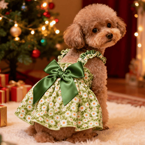 Modern "Daisy Princess" Pet Dress – Floral Halter Summer Skirt