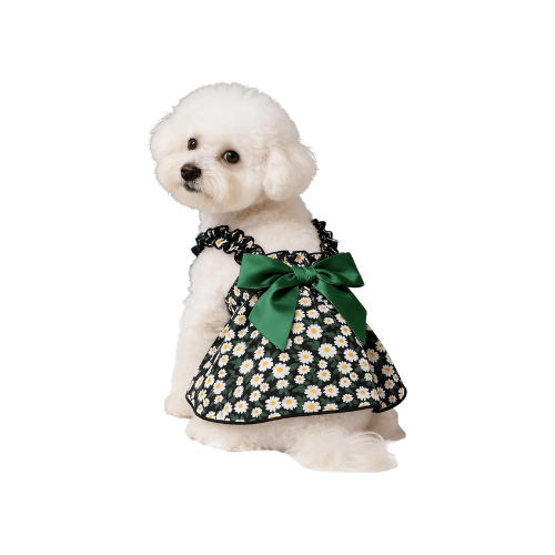 Modern "Daisy Princess" Pet Dress – Floral Halter Summer Skirt