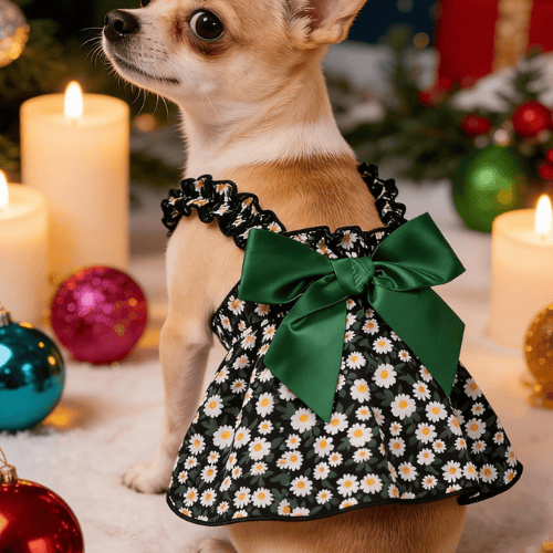 Modern "Daisy Princess" Pet Dress – Floral Halter Summer Skirt