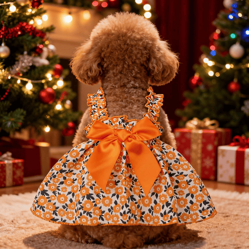Modern "Daisy Princess" Pet Dress – Floral Halter Summer Skirt