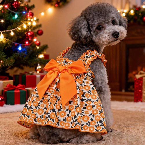 Modern "Daisy Princess" Pet Dress – Floral Halter Summer Skirt