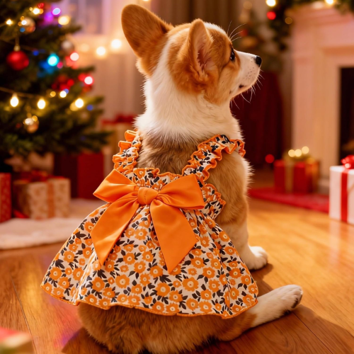 Modern "Daisy Princess" Pet Dress – Floral Halter Summer Skirt