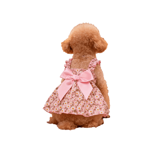 Modern "Daisy Princess" Pet Dress – Floral Halter Summer Skirt