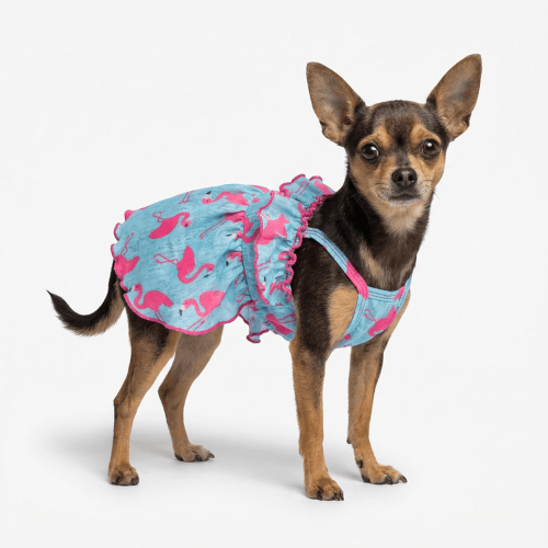 Modern "Patriotic Bloom" Pet Sundress – Ruffled Hawaiian Smiley Flower Dress