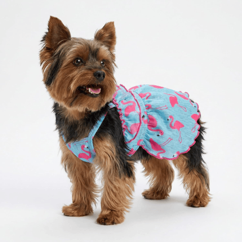 Modern "Patriotic Bloom" Pet Sundress – Ruffled Hawaiian Smiley Flower Dress