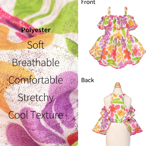 Modern "Patriotic Bloom" Pet Sundress – Ruffled Hawaiian Smiley Flower Dress