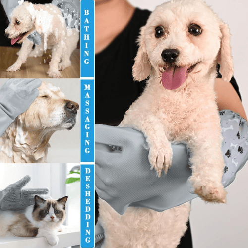 Multi-Purpose Silicone Pet Grooming & Bathing Gloves